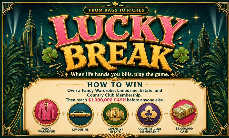 Lucky Break game artwork showing the achievements required to win